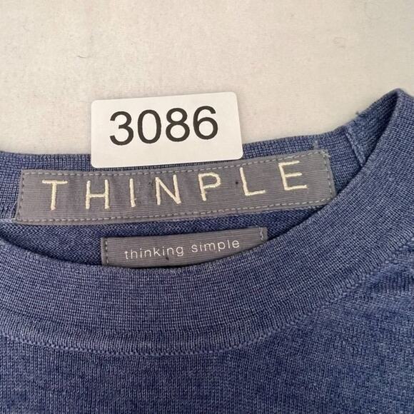 Thinple Sweater Womens Large Blue Thinking Simple Long Sleeve Cashmere Silk - Picture 4 of 11